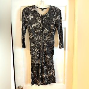 Ann Taylor Petite size 0 jersey dress, black and cream pattern